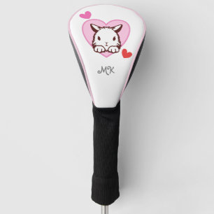 Cute Bunny Heart Monogram Golf Head Cover