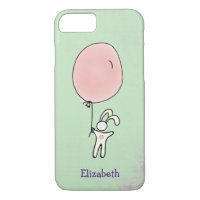 Cute Bunny Holding a Balloon Personalised