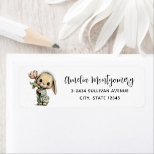 Cute Bunny Holding a Tulip Address
