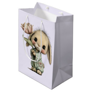 Cute Bunny Holding a Tulip Medium Gift Bag