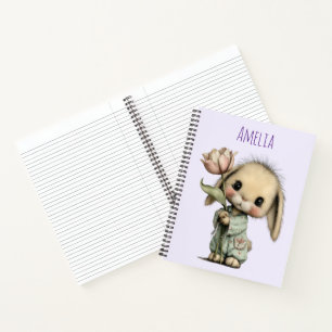 Cute Bunny Holding a Tulip Notebook