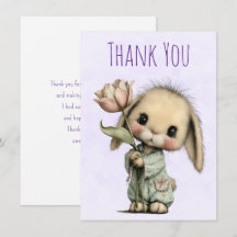 Cute Bunny Holding a Tulip