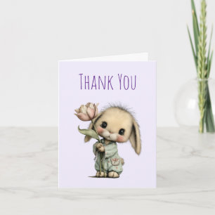 Cute Bunny Holding a Tulip Thank You Card