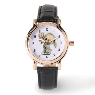 Cute Bunny Holding a Tulip Watch
