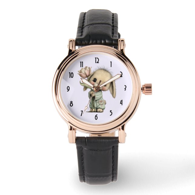 Cute Bunny Holding a Tulip Watch (Front)