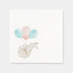 Cute Bunny Holding Balloons Paper Napkin