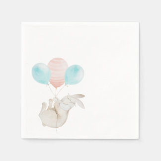 Cute Bunny Holding Balloons Paper Napkin