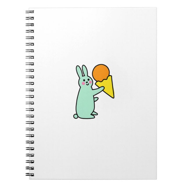 Cute Bunny Holding Ice Cream Notebook (Front)