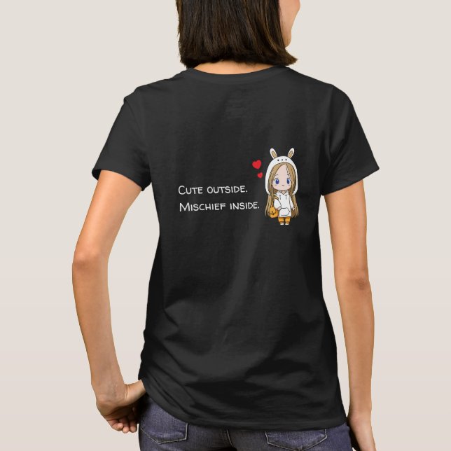Cute Bunny Hood Girl T-Shirt (Back)