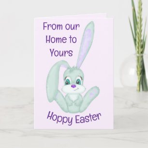 Cute Bunny Hoppy Easter  Holiday Card