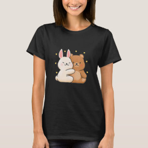 Cute Bunny Hug Bear, Bunny and Bear They Share Lov T-Shirt