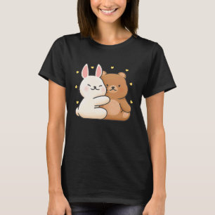 Cute Bunny Hug Bear Bunny and Bear They Share Love T-Shirt