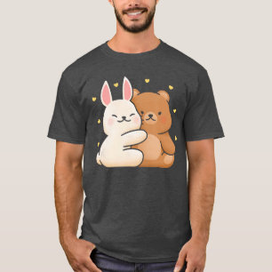 Cute Bunny Hug Bear Bunny and Bearhey Share Love B T-Shirt