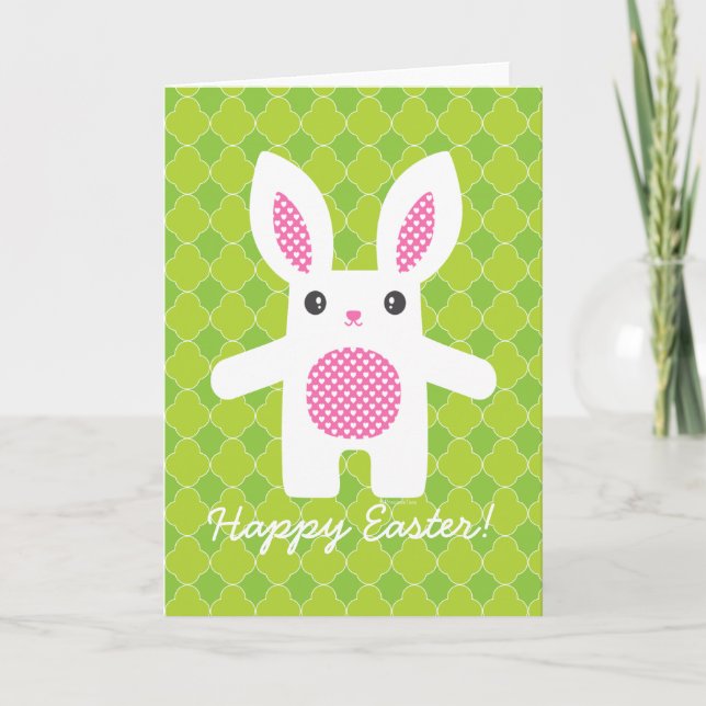 Cute Bunny Hug  Holiday Card (Front)