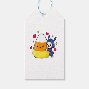 Cute Bunny Hugging Candy Corn Gift Tags