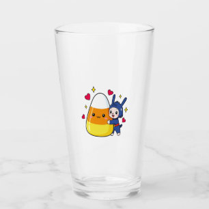 Cute Bunny Hugging Candy Corn Glass