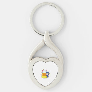 Cute Bunny Hugging Candy Corn Key Ring