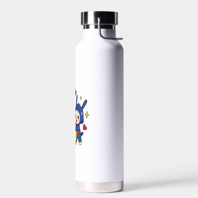 Cute Bunny Hugging Candy Corn Water Bottle (Left)