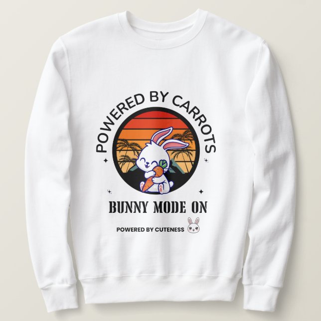 Cute Bunny Hugging Carrot Retro Sunset T-Shirt  Sweatshirt (Design Front)