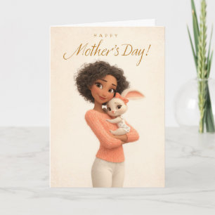 Cute Bunny Hugging Mum Happy Mother’s Day Card