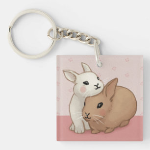 Cute Bunny Illustration Key Ring