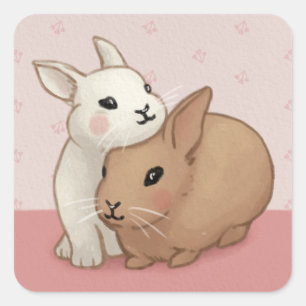 Cute Bunny Illustration Square Sticker