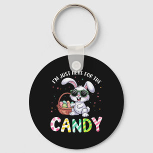 Cute Bunny I'm Just Here For Candy Funny Easter Da Key Ring