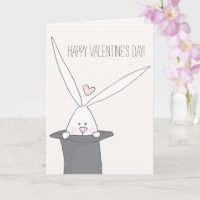 Cute Bunny in a Top Hat - Happy Valentine's Day