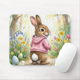 Cute Bunny In an Easter Garden Mouse Pad