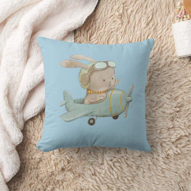cute bunny in pilot helmet cushion (Blanket)