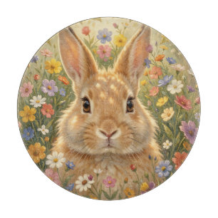 Cute Bunny in Vibrant Flower Meadow Cutting Board