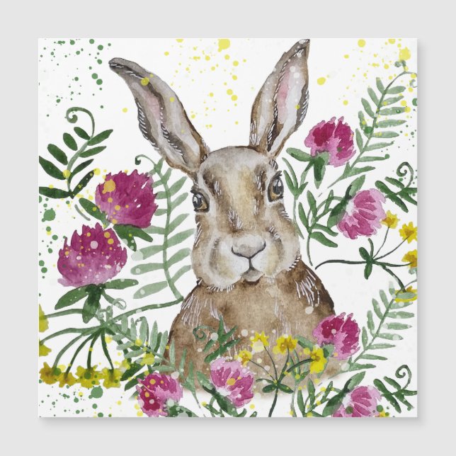 Cute bunny in watercolour flowers (Front)