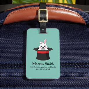 Cute Bunny in Wizard Hat Personalise Luggage Tag