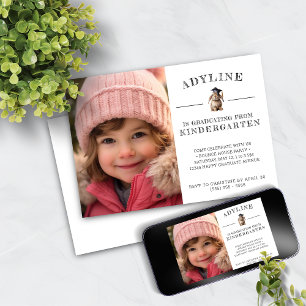 Cute Bunny Kindergarten Graduation Invitation