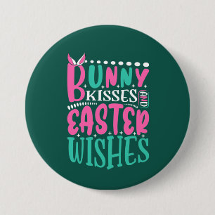 cute bunny kisses Easter wishes 7.5 Cm Round Badge