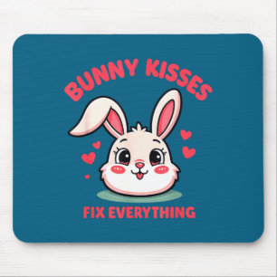 Cute bunny kisses fix everything funny easter mouse pad