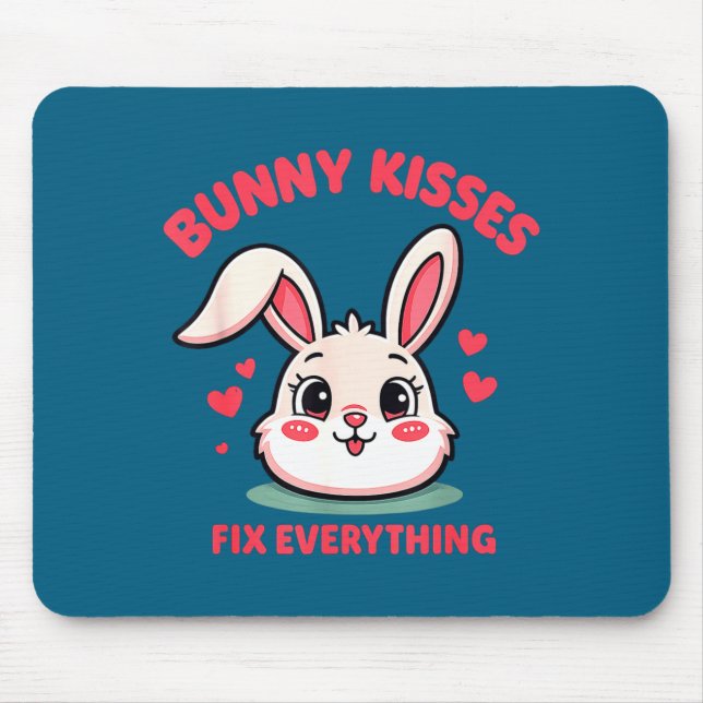 Cute bunny kisses fix everything funny easter mouse pad (Front)