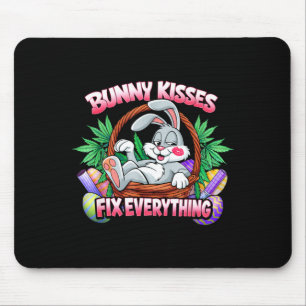 Cute bunny kisses fix everything funny rabbit mouse pad