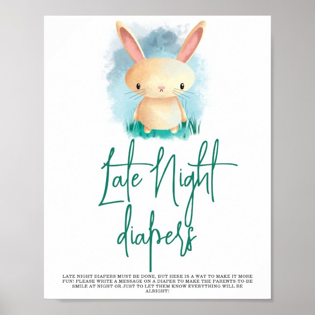 Cute Bunny - Late Night diapers Poster (Front)