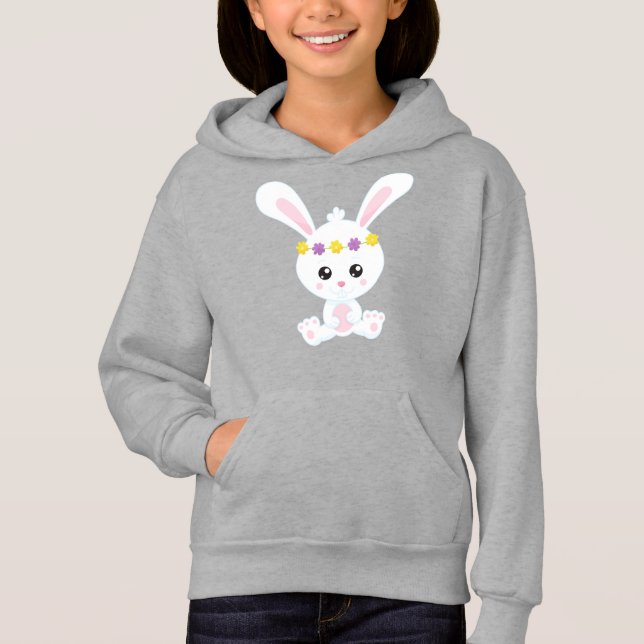 Cute Bunny, Little Bunny, White Bunny, Flowers (Front)