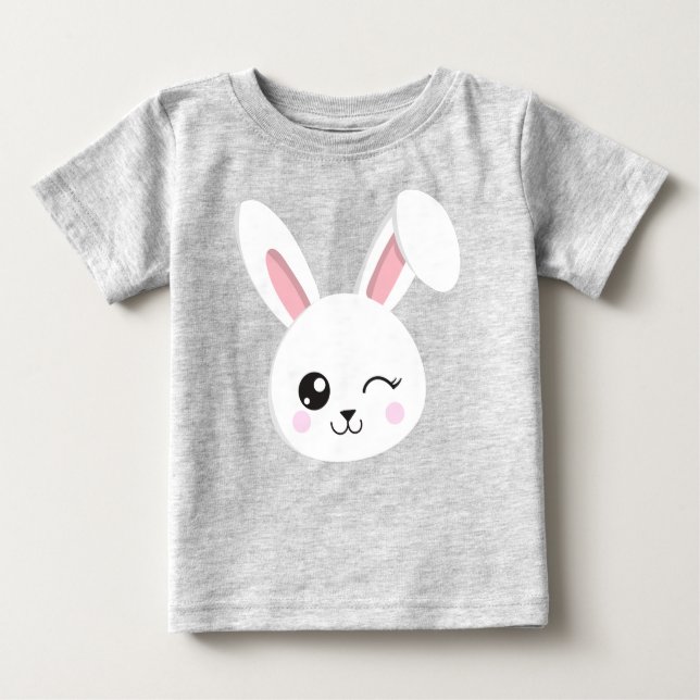 Cute Bunny, Little Bunny, White Bunny, Wink Baby T-Shirt (Front)