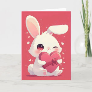 Cute Bunny Love Heart Holiday Card