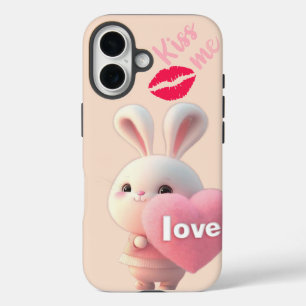 “Cute Bunny Love – Kiss Me  iPhone 16 Case