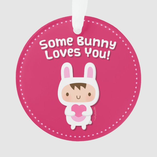 Cute Bunny Loves You Love Confession Ornament (Front)
