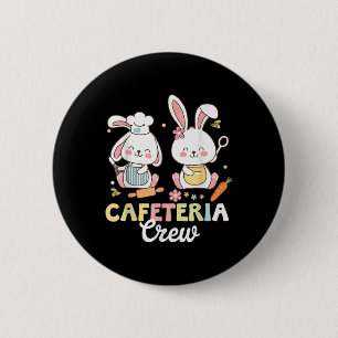 Cute Bunny Lunch Lady Cafeteria Crew Happy Easter  6 Cm Round Badge
