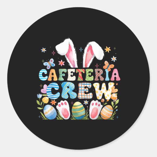 Cute Bunny Lunch Lady Cafeteria Crew Happy Easter  Classic Round Sticker (Front)