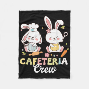 Cute Bunny Lunch Lady Cafeteria Crew Happy Easter  Fleece Blanket