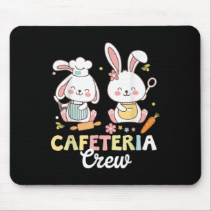 Cute Bunny Lunch Lady Cafeteria Crew Happy Easter Mouse Pad