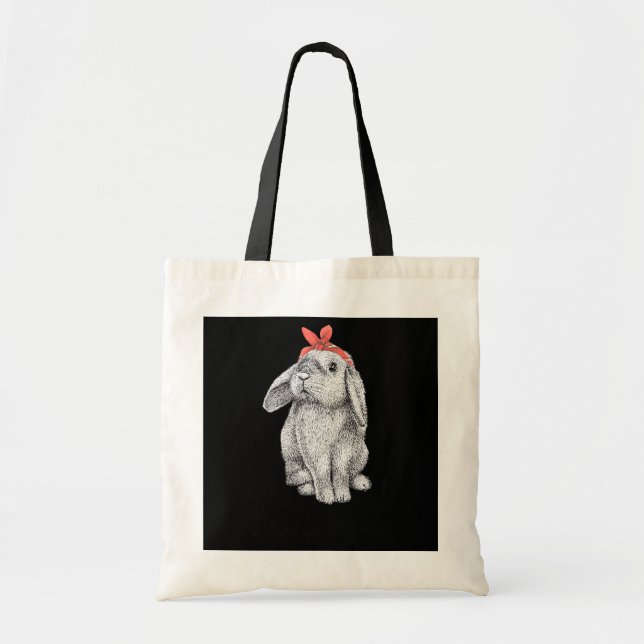 Cute Bunny Mama Lop Eared Rabbit Wearing Bandanna  Tote Bag (Front)