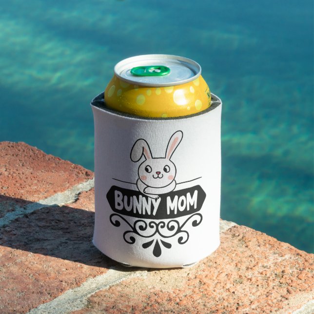 Cute Bunny mum pet animal rabbit lovers Can Cooler (In Situ Pool)